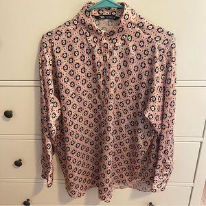 Zara Oversized Satin Shirt Retro Print